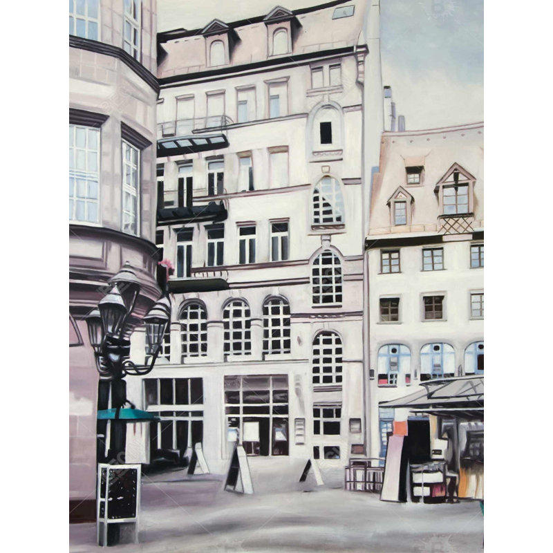 Art de toile encadré, "Scène de rue en Allemagne"