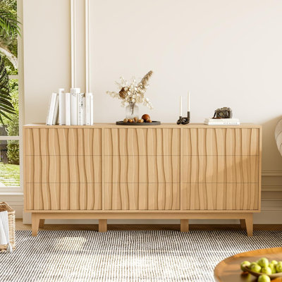 9-Drawer Dresser, Fluted Wooden Storage Cabinet, Modern Freestanding Chest of Drawers for Bedroom, Living Room, Entryway
