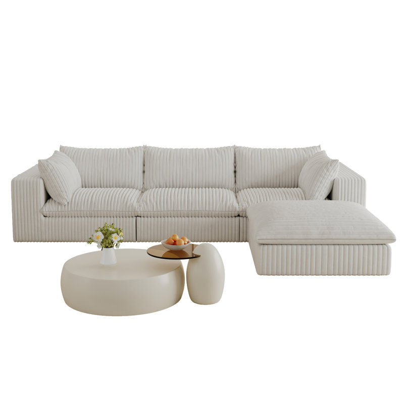 Canapé luxueux nuage, tissu blanc, conception modulaire pour la vie moderne