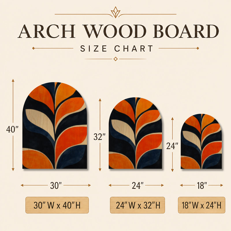 Motif de feuilles au coucher du soleil - Décoration murale en bois arqué à feuillage, H 40 po x l 30 po, Arche