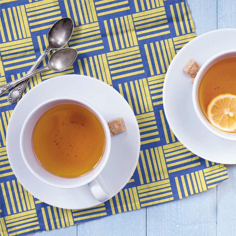 Jaya Tea Towel Kitchen Towel, Blue Lotus/Yellow, Poly Twill