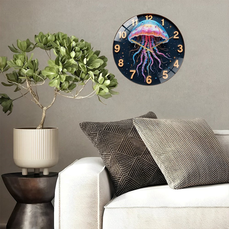 Horloge murale 12 po Glowing Jellyfish