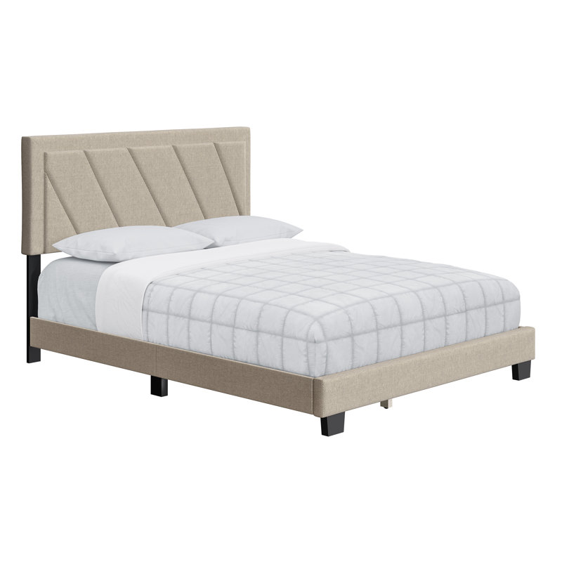 Lit plateforme tapissier Savona, Grand, Blanc