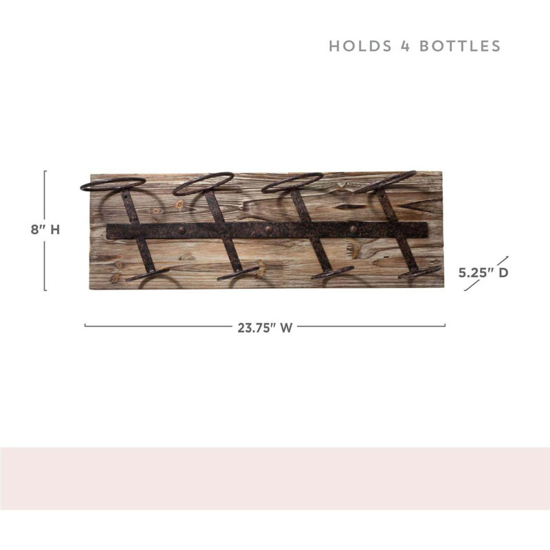 Support à vin rustique rustique pour 4 bouteilles standard