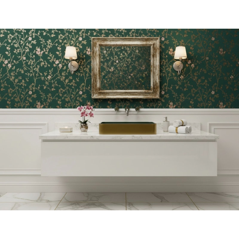 Lavabo de comptoir vasque rectangulaire en laiton vieilli / vert L 21,5 po x l 13,8 po Vast Studio, Laiton / vert