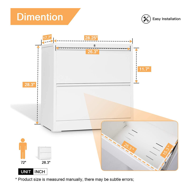 17.7'' Wide 2 -Drawer Steel File Cabinet