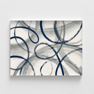 «Calligraphia with Navy» par Sue Schlabach, reproduction d'art abstraite sur lignes, très grand moderne bleu marine, reproduction d'art 32396