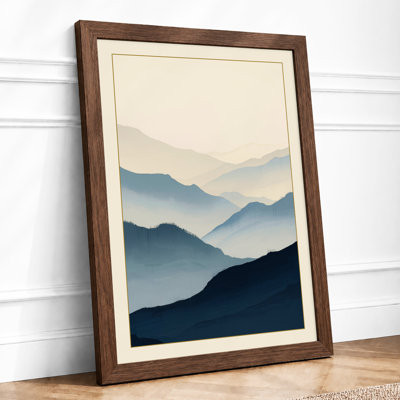 Mountains in Mist Scandinavian - Framed Print