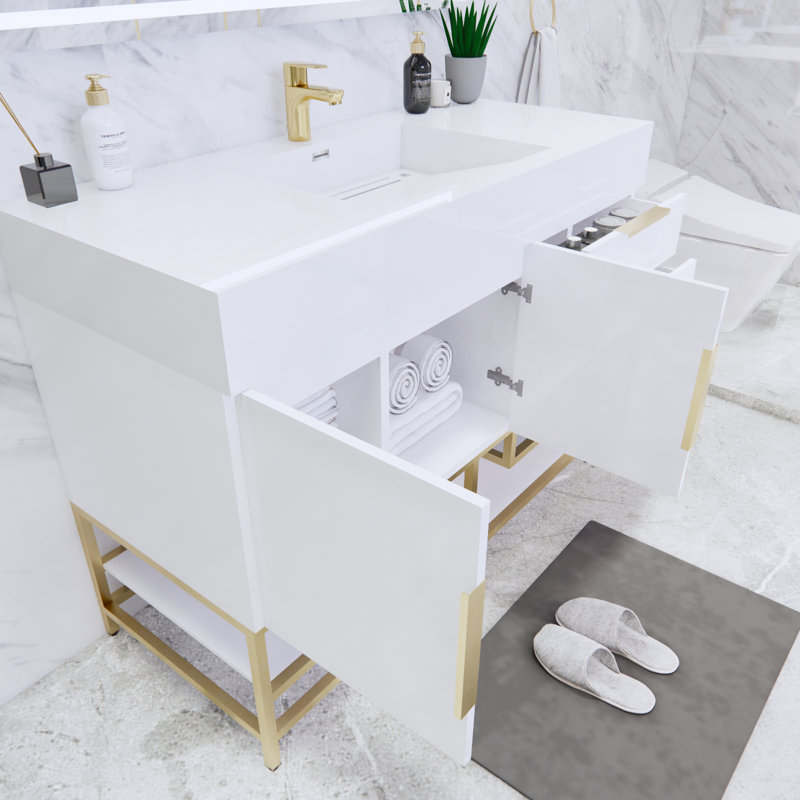 Ensemble de meuble-lavabo simple 47 po Glasgow, Blanc très luisant