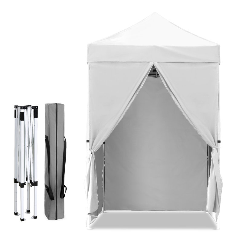5 Ft. W x 5 Ft. D Outdoor Pop Up Steel Canopy Portable Tent with 4 Sidewalls, White