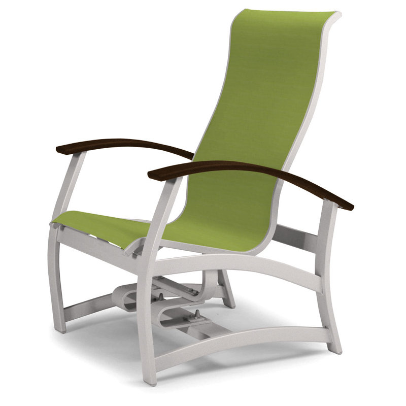 Askar Swivel Powder Coated Aluminum Outdoor Lounge Chair, Kona P10, Lime 38D Sunbrella®, Gloss White