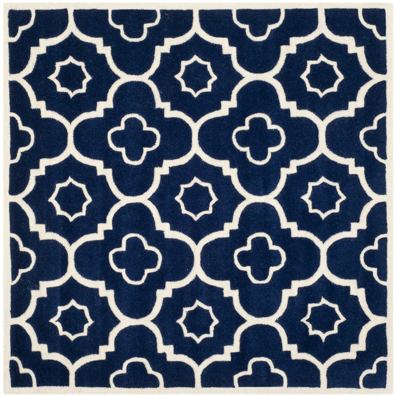 Carolene Hand Tufted Wool Geometric Rug, Square 3'