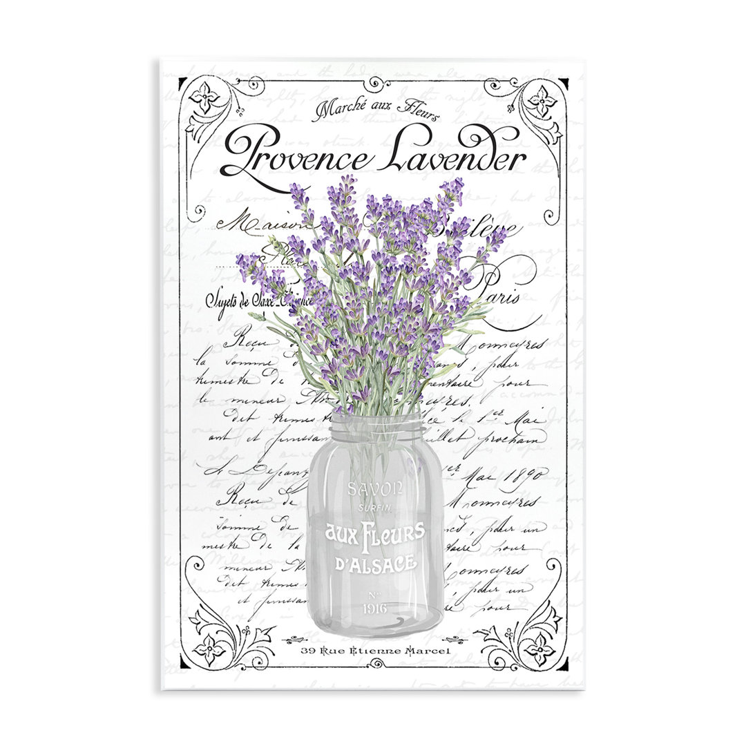 Lavender Sprigs Bouquet Ornate French Script Motif Wall Plaque Art By Lettered And Lined Stupell Industries