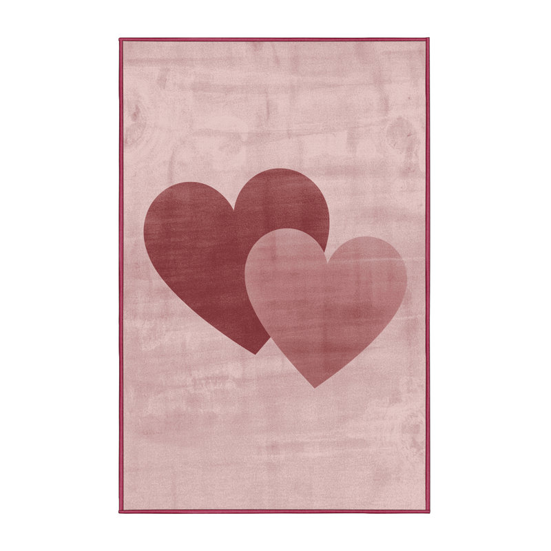 Tapis beige doux et moelleux à motif abstrait et moderne Finnell Valentines, 2 x 5