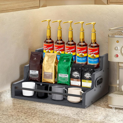 Étagère à boissons alcoolisées à 3 niveaux avec télécommande, support à vin et porte-sirop à café