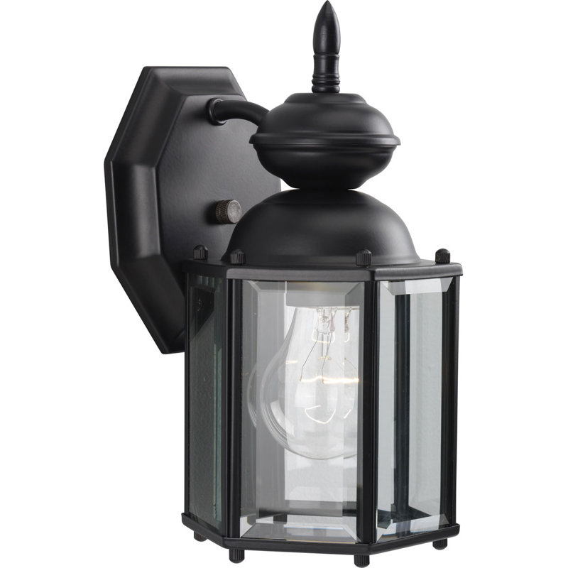 Lanterne murale d'extérieur en verre biseauté noir H 10,25 po Rawson