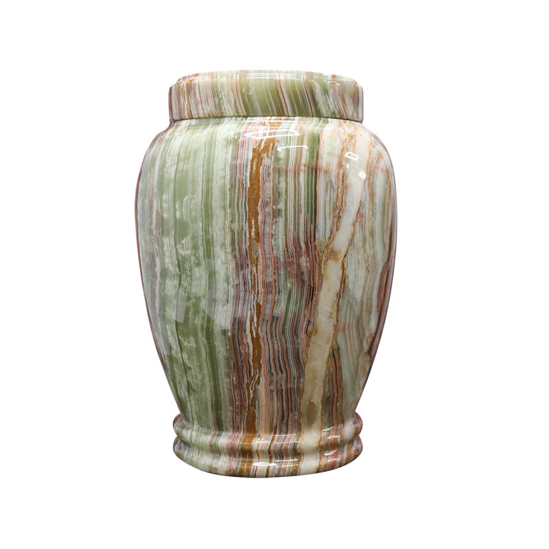 Decorative Marble Cremation Urn For Adults, Marbled Pattern, Large Capacity, Green
