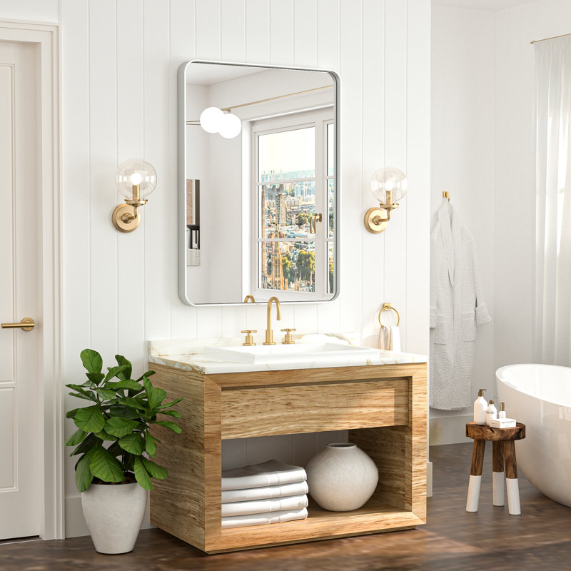 Miroir de salle de bain plombier en aluminium incassable et résistant à la rouille , 24 po x 36 po, Argent argent