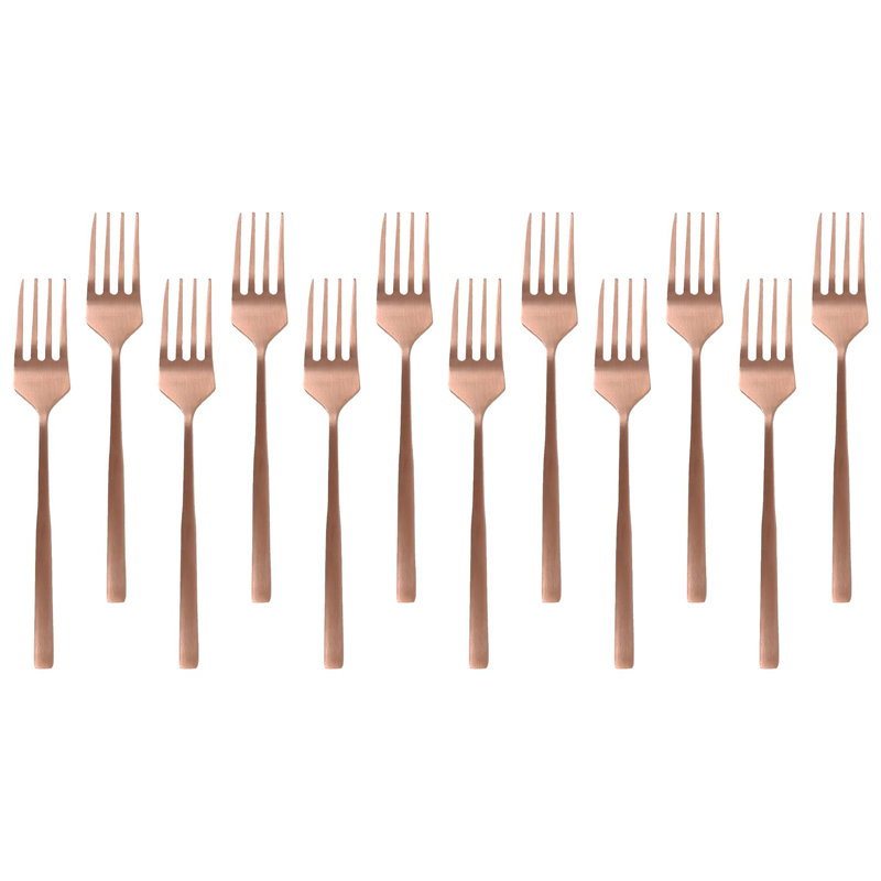 Argon Tableware - Stainless Steel Cake Forks - Set of 12, Copper