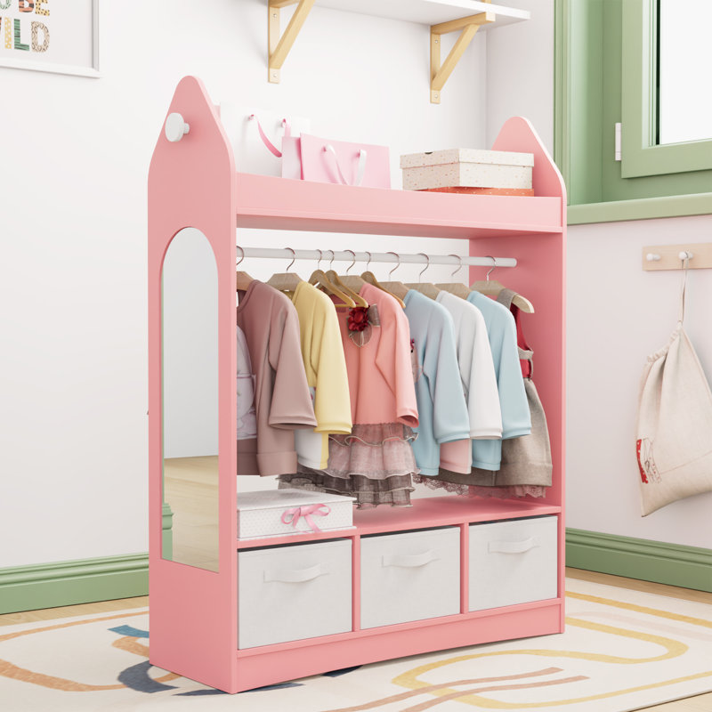 0 Door Manufactured Wood Wardrobe, Pink