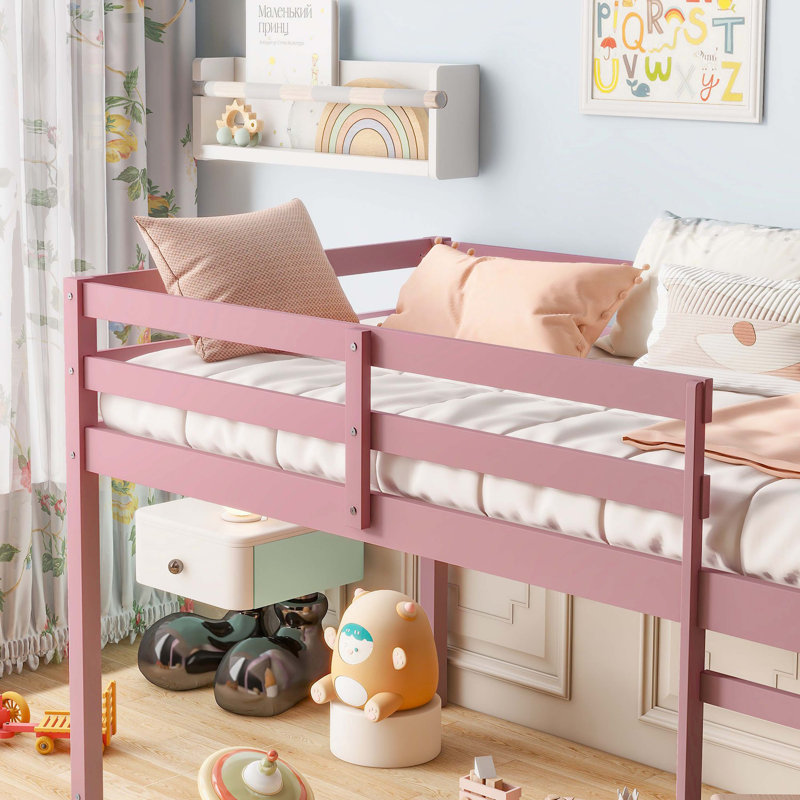 Espresso Watsons Solid Wood Loft Bed With Ladder & Reinforced Slat System, Twin, Espresso
