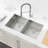 33"X19" Embedded Double Bowl Kitchen Sink, Undermount Handmade Sink In Brushed (Sink Only)