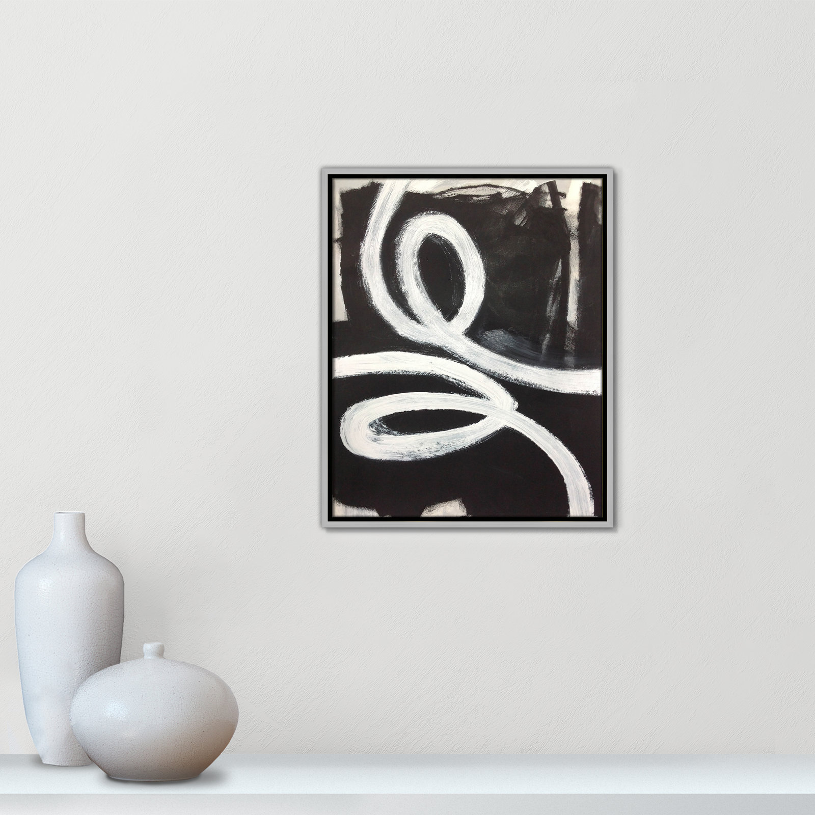 Bronte "Swirly Swirls I" Print, 21.5" H x 17.5" W x 2" D, Silver Floater Framed, No