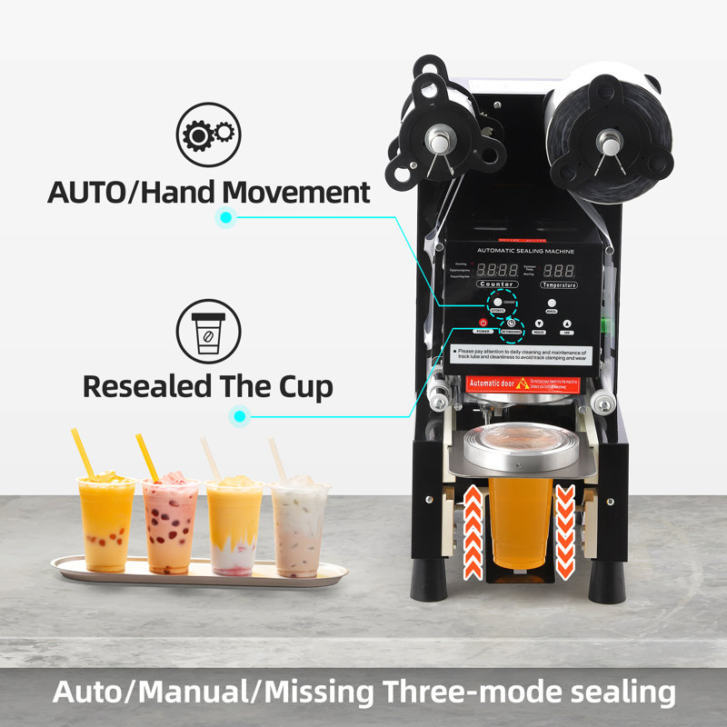 Cup Sealing Machine, Full Automatic Cup Sealer Machine 3.54"/3.74", Digital Control LCD Panel Cup Sealer Machine