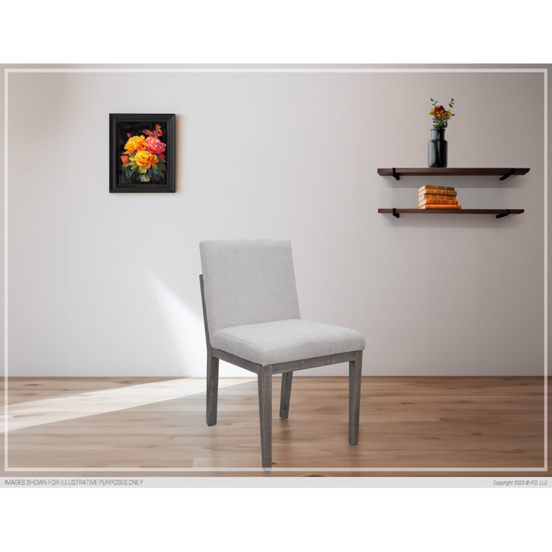 Table de salle à manger de 19 po de largeur Bessie, Mélange de polyester gris, Gris