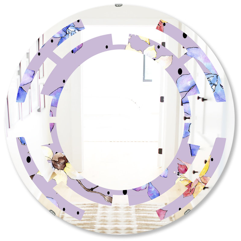 Miroir mural à cadre botanique moderne rétro à motif floral, H 31,5 po x l po
