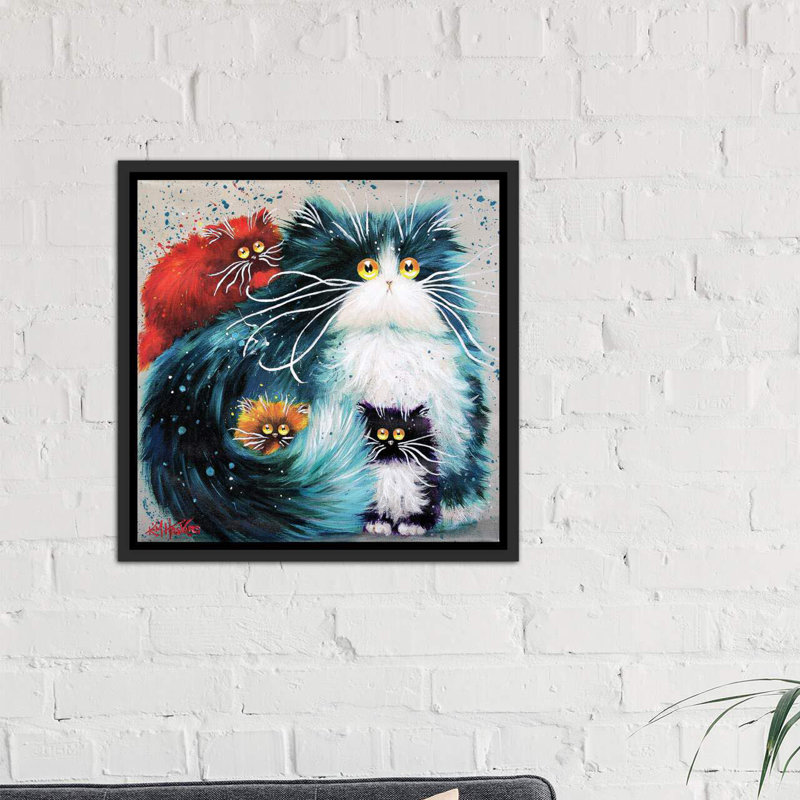 « purrenting » par kim haskins-impression sur image, H 18 po x l 18 po x P 1,5 po, Toile avec cadre noir