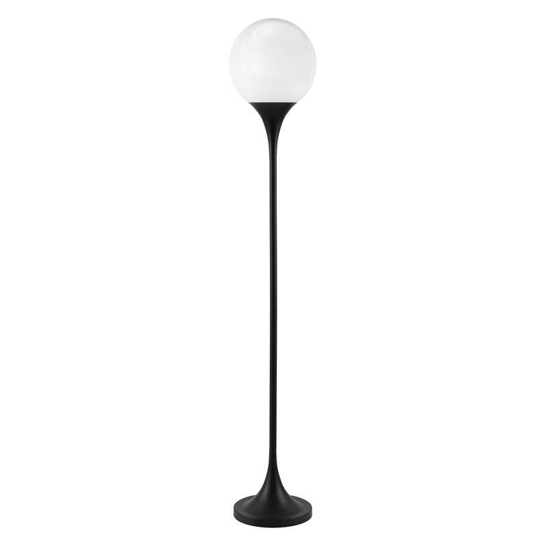 Calan Mahdi Torchiere Floor Lamp with Glass Shade, Black