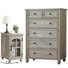 6 Drawer Dresser and Nightstand Set of 2, Farmhouse Wood Bedroom Furniture with Charging Station and Roman Column Design for Bedroom, Living Room, and Hallway
