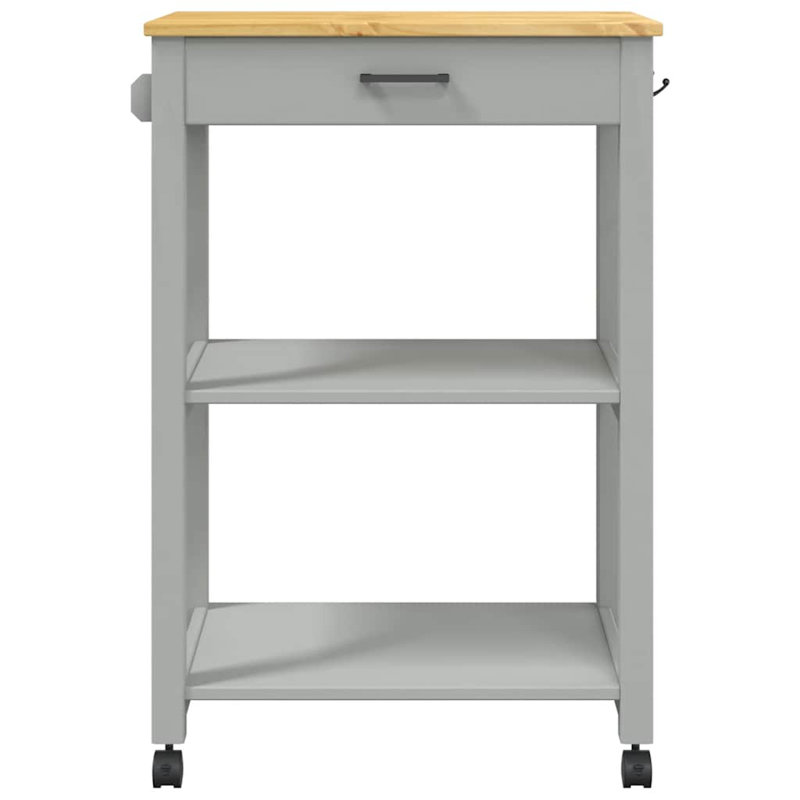 vidaXL Kitchen Trolley MONZA 23.6"x15.7"x34.8" Solid Wood Pine, Gray