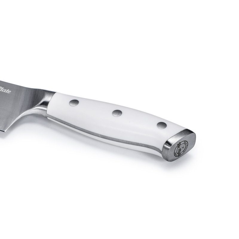 TOTP Series Think Outside The Plate 8" Chef Knife With Wood Box, Stainless Steel Blade, White