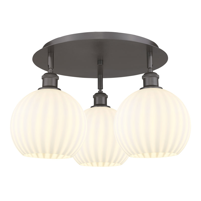 Plafonnier semi-encastré en verre Baxman, Bronze huilé, H 11 po x l 19,75 po x P 19,75 po