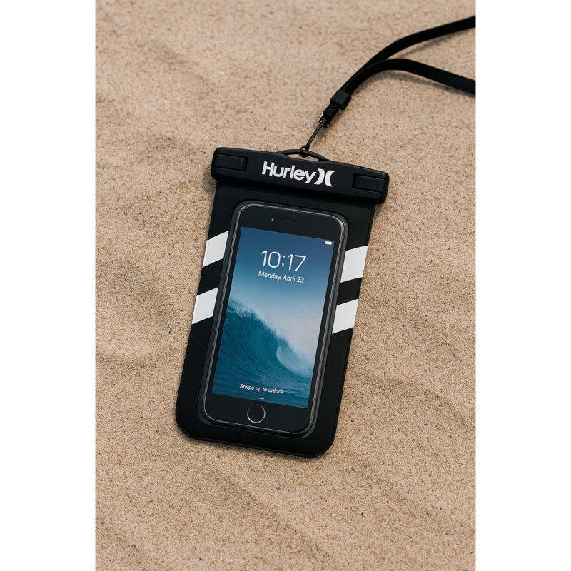 Étui à téléphone Hurley Water Proof imprimé blanc et noir