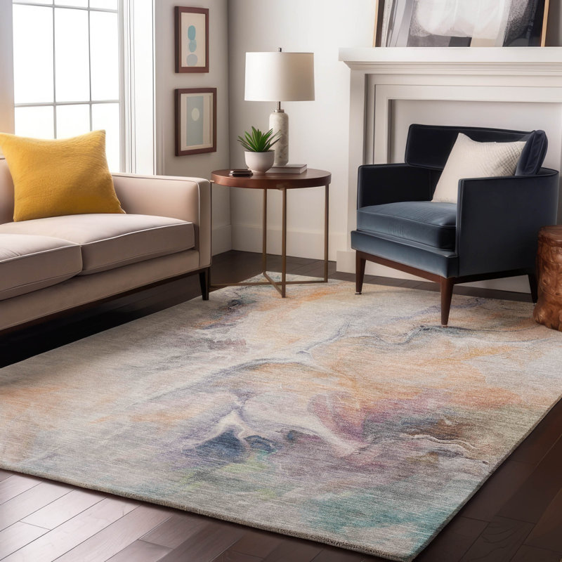 Premium Machine Washable Slesnick AMF1679 Abstract Rug, Rectangle 10' x 14'