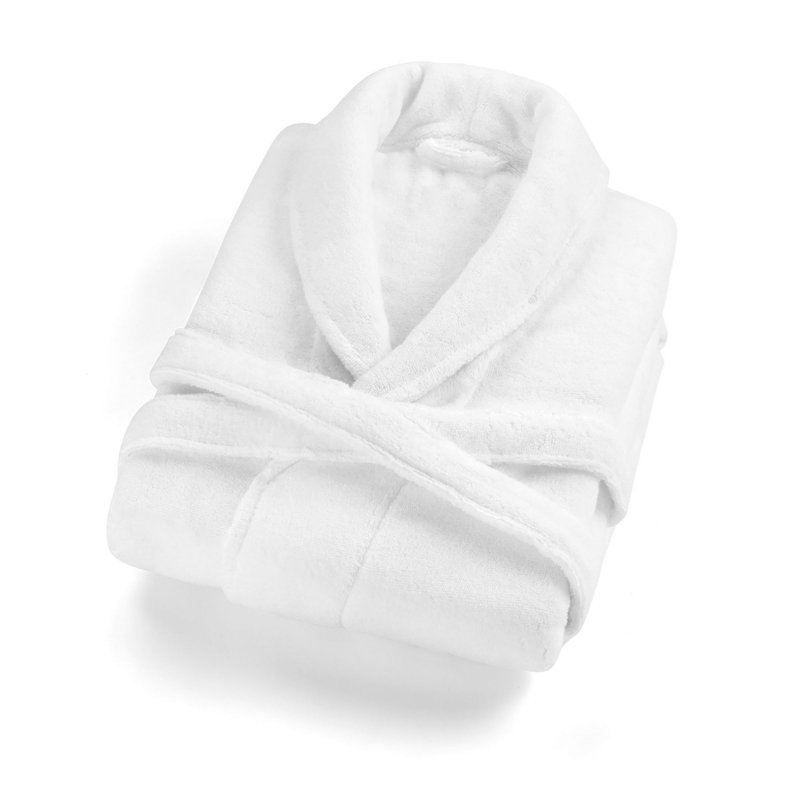 Peignoir 100% coton mi-mollet unisexe avec poches, S