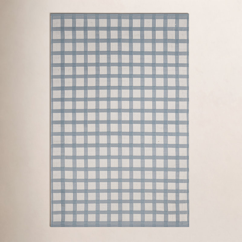 Tapis bleu / ivoire Magnolia Home par Joanna Gaines x Loloi Ryder, Rectangle 7 pi 9 po x 9 pi 9 po