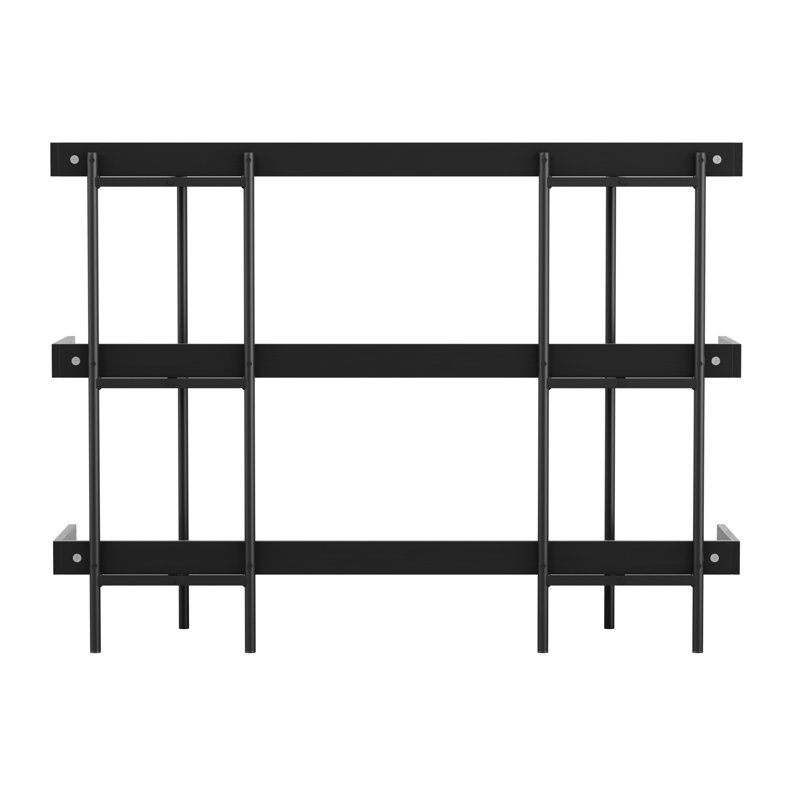 Black Wood Grain 3-Shelf Bookcase with Oil Rubbed Bronze Frame