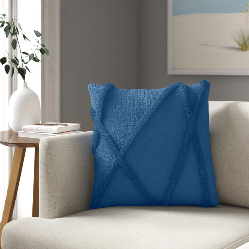 Housse et insert de coussin carré en coton Britney, H 18 po x l 18 po, Bleu, Carrée
