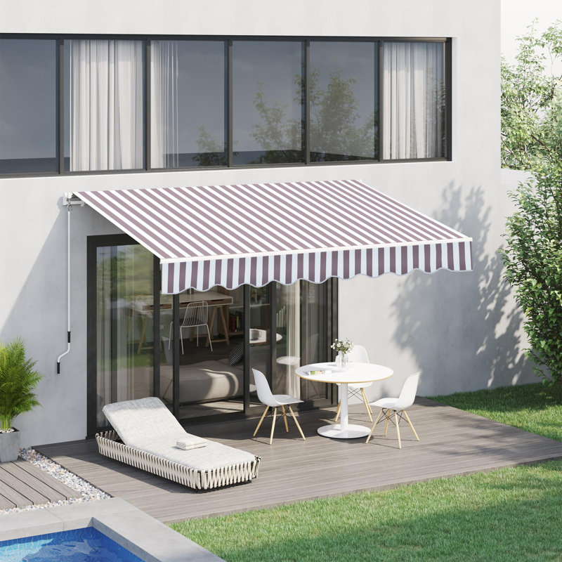 Auvents rétractables, Café rayé, H 59 po x l 116,3 po x P 96,5 po