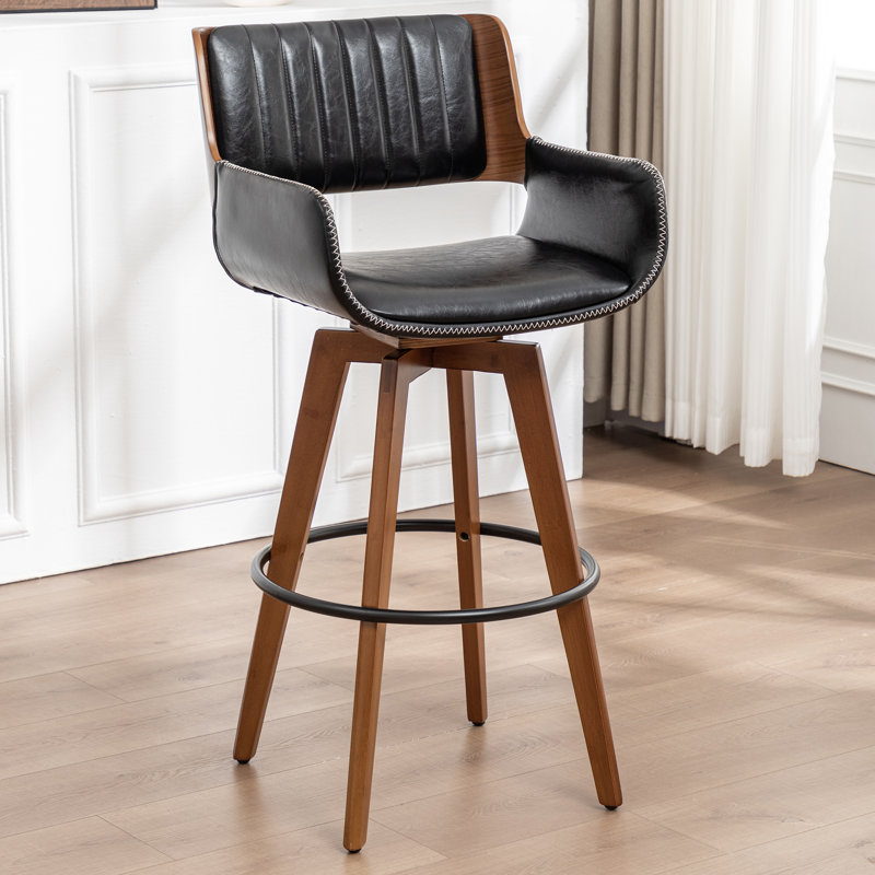 Tabourets pivotants modernes en similicuir (ensemble de 3), Tabouret de comptoir (siège d'une hauteur de 26,5, Noir