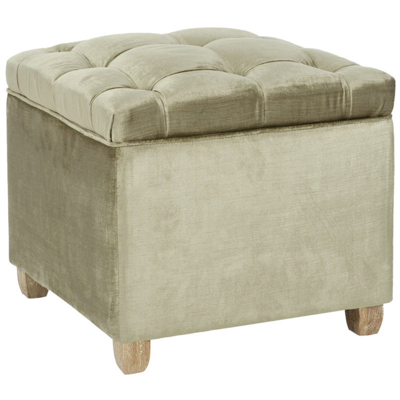 Repose-pieds carré en velours Touffeté de 19,1 po avec rangement, Sauge antique