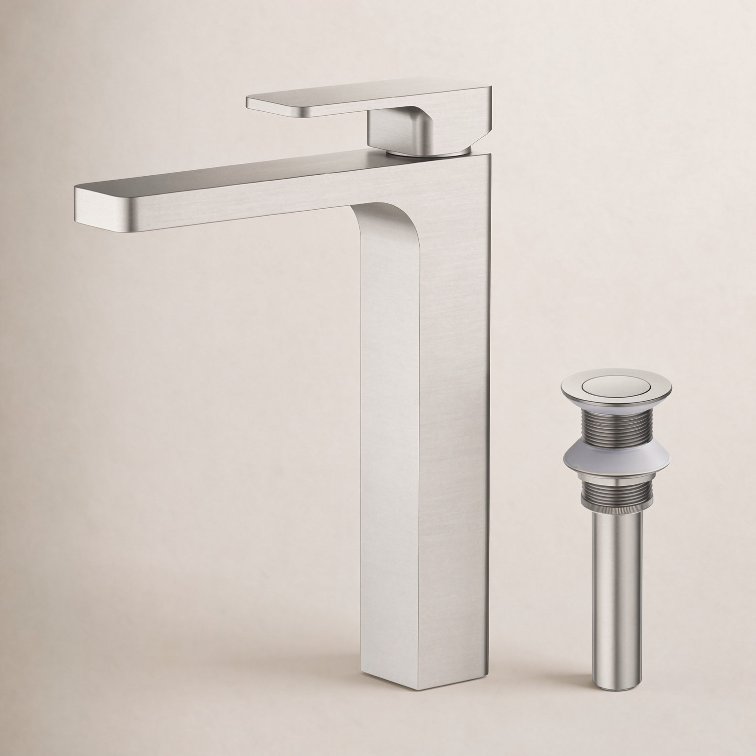 Blaze Vessel Bathroom Faucet with Drain, Brushed Nickel