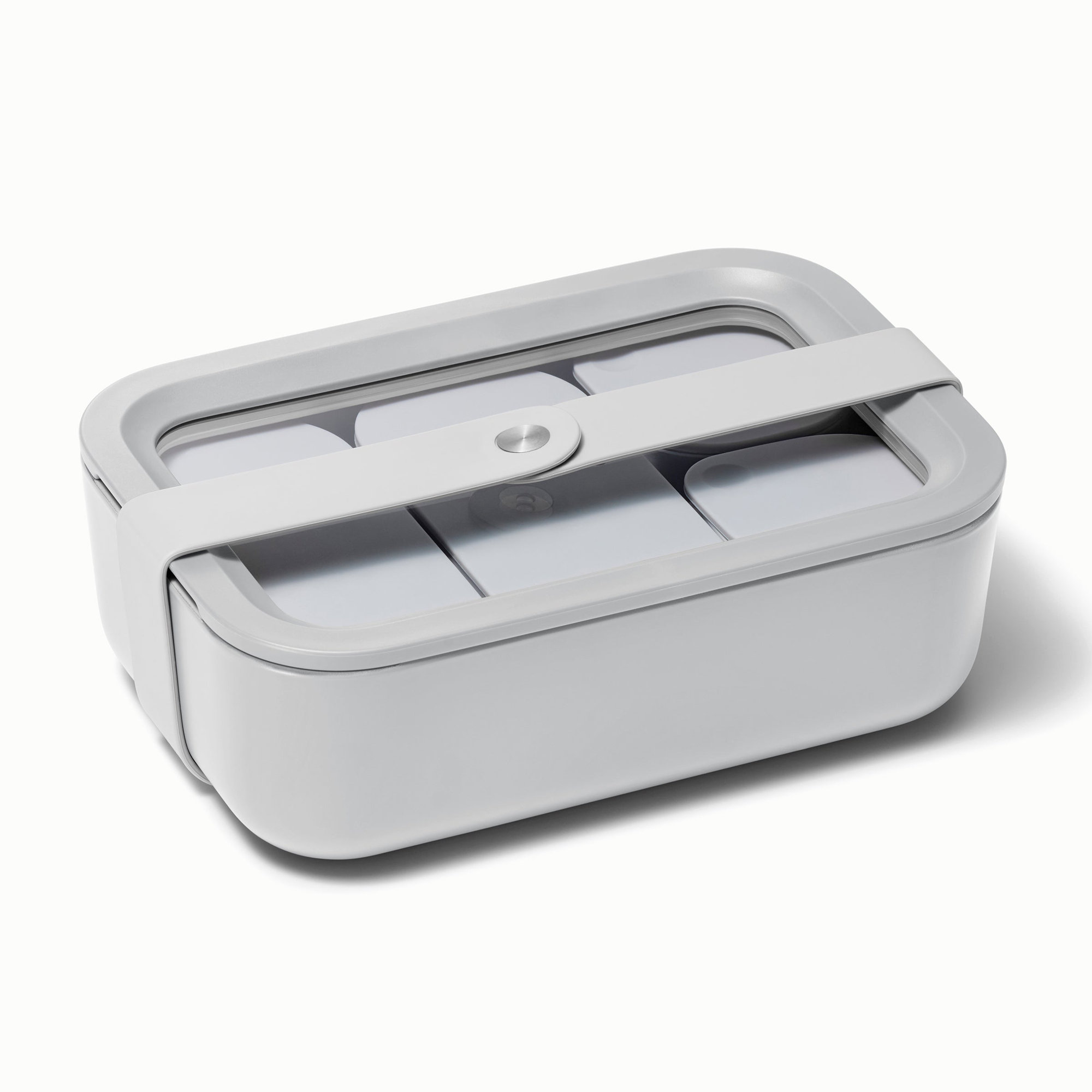 Caraway 6.6 Cup Glass Food Container Rectangular Shape W/ Lid, Gray