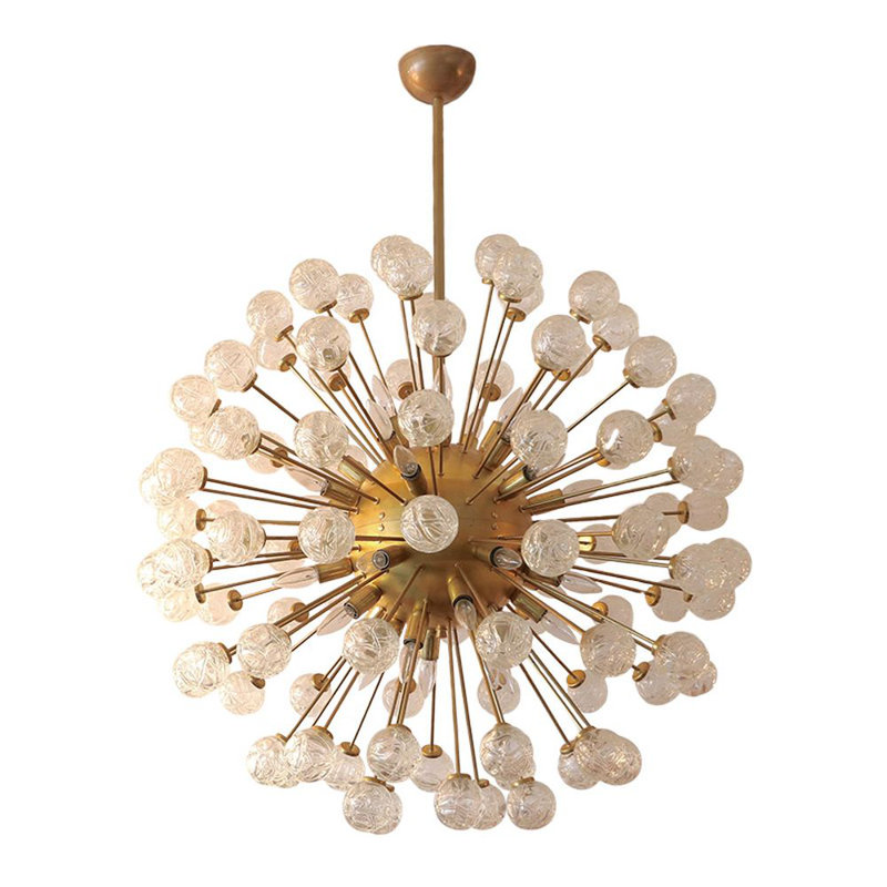 Lustre sphérique Spoutnik de Murano, Or, Nickel brossé, 24" Diameter x 36" Height