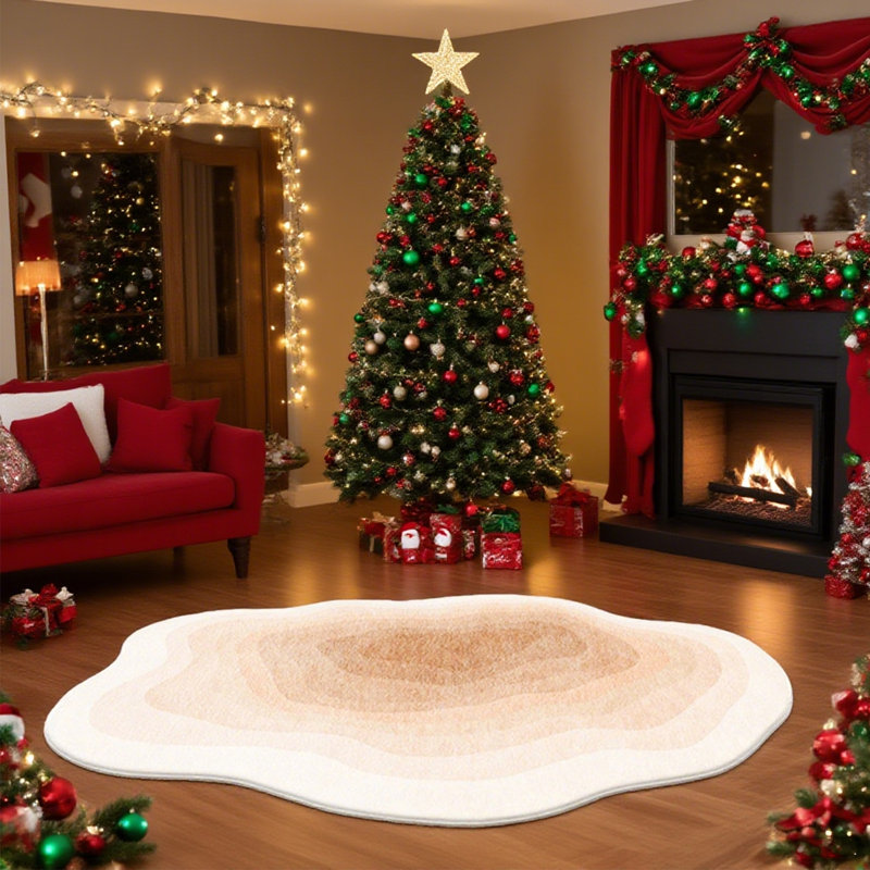 Machine Washable Area Rug - Cloud Waves Edge Living Room Bedroom Bathroom Kitchen Entryway Office, Rectangle 6'7" x 9'10"