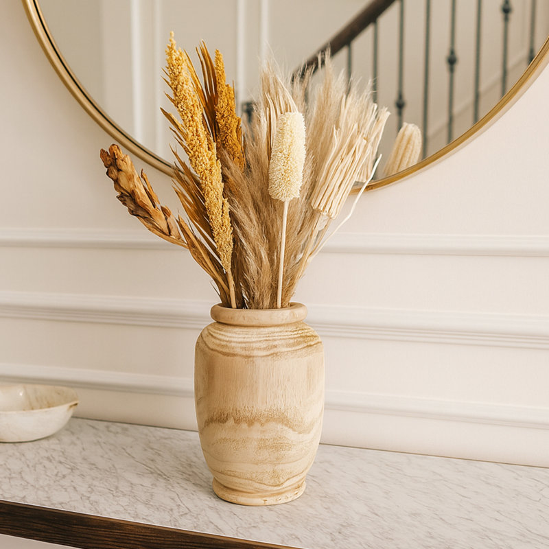 Handcrafted 10" Wooden Vase Bowl – Natural Wood Decorative Accent For Table, Shelf, Or Entryway | Rustic Farmhouse Home Décor
